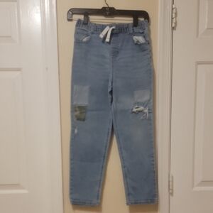 Light Blue Kids Denim Jogger Pants with Drawstring